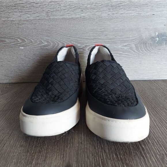 Franco Sarto Franco Lin 2 Platform Slip on Sneaker Shoes Black Mesh Weave 9 - Picture 2 of 10